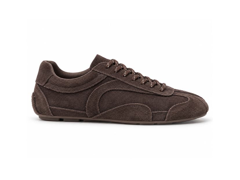 LP-01 · Dark Chocolate Suede Low-profile Trainer